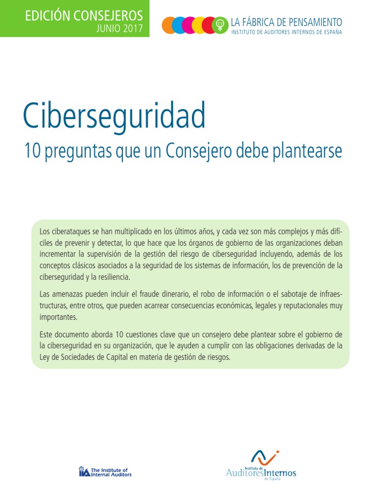 Ciberseguridad Pdf La Seguridad Informática Seguridad
