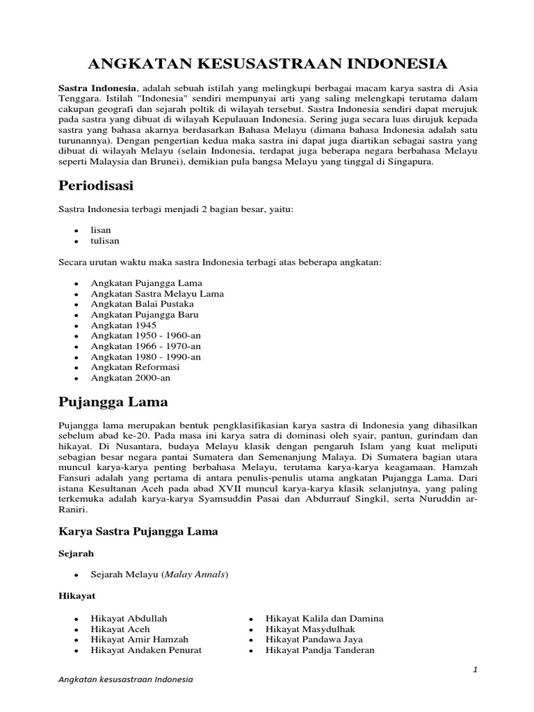 Ciri Ciri Karya Sastra Angkatan 2000 Ini Cirinya