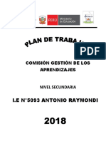 Plan de trabajo comisión gestión aprendizaje secundaria 2018