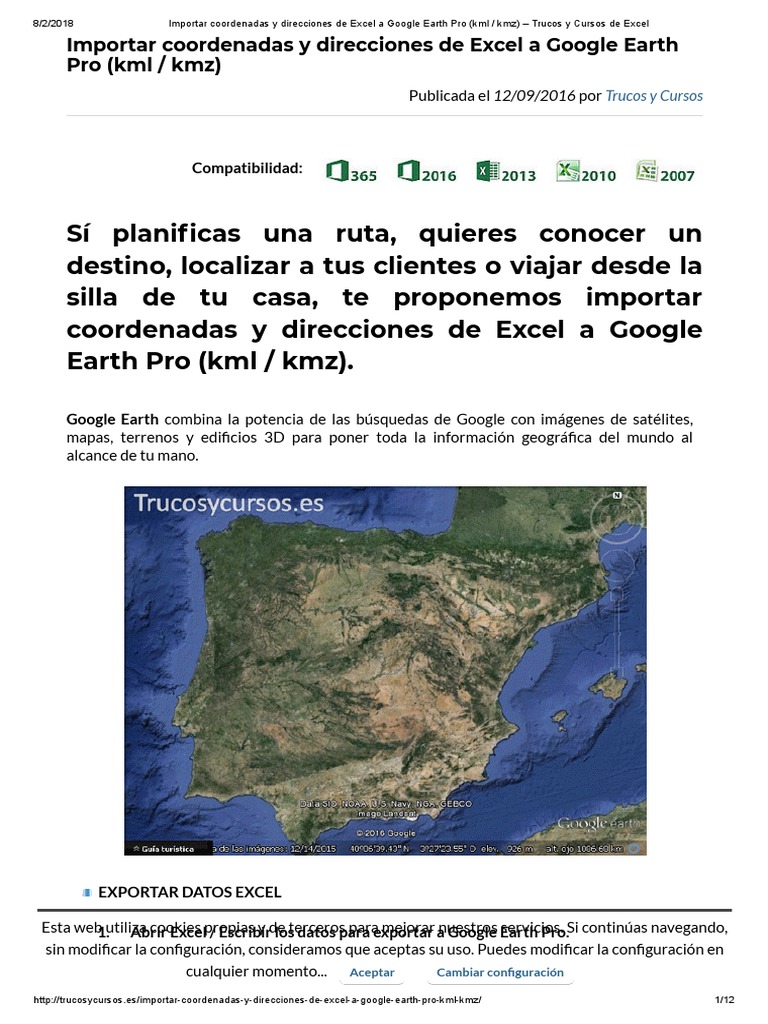 Importar Coordenadas Y Direcciones De Excel A Google Earth Cookie 