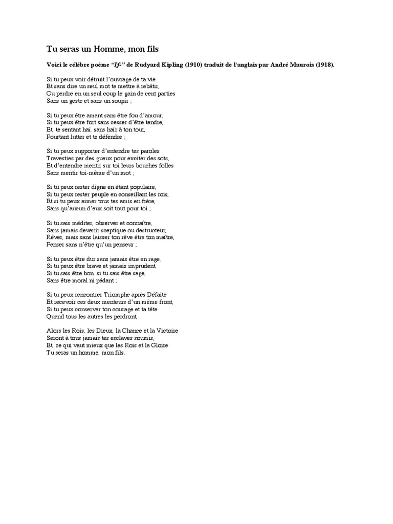 Kapitel Grosste Parade Richard Kipling Tu Seras Un Homme Mon Fils Ausserst Kunstlich Nichte