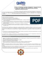 Convocatoria pública oficial para el curso de formación de agentes de control metropolitano de Quito