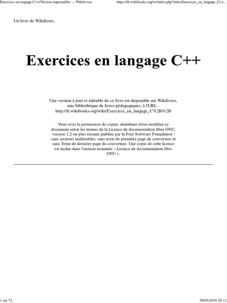 Exercices pratiques en langage C++ | PDF | Structure de contrôle ...