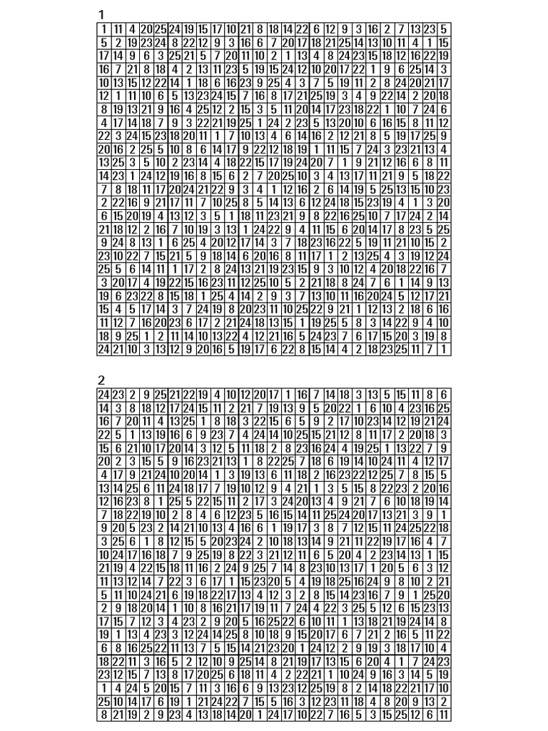 Solution 12 Sudokus 25x25 Easy | PDF