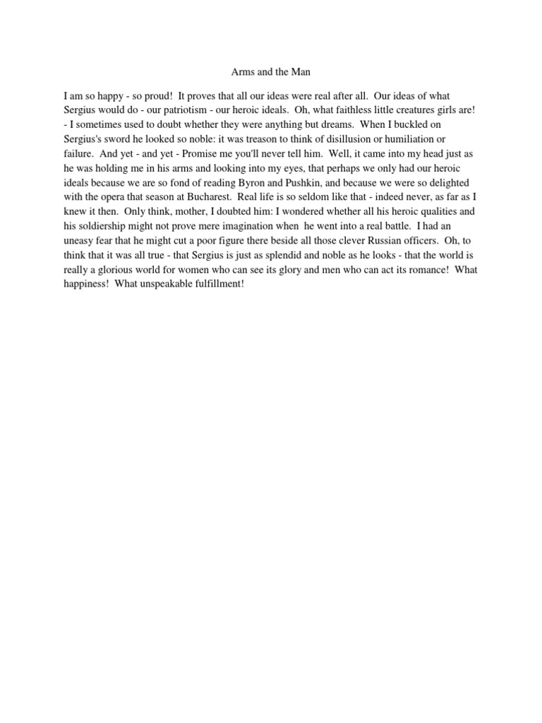 Arms and The Man Monologue PDF