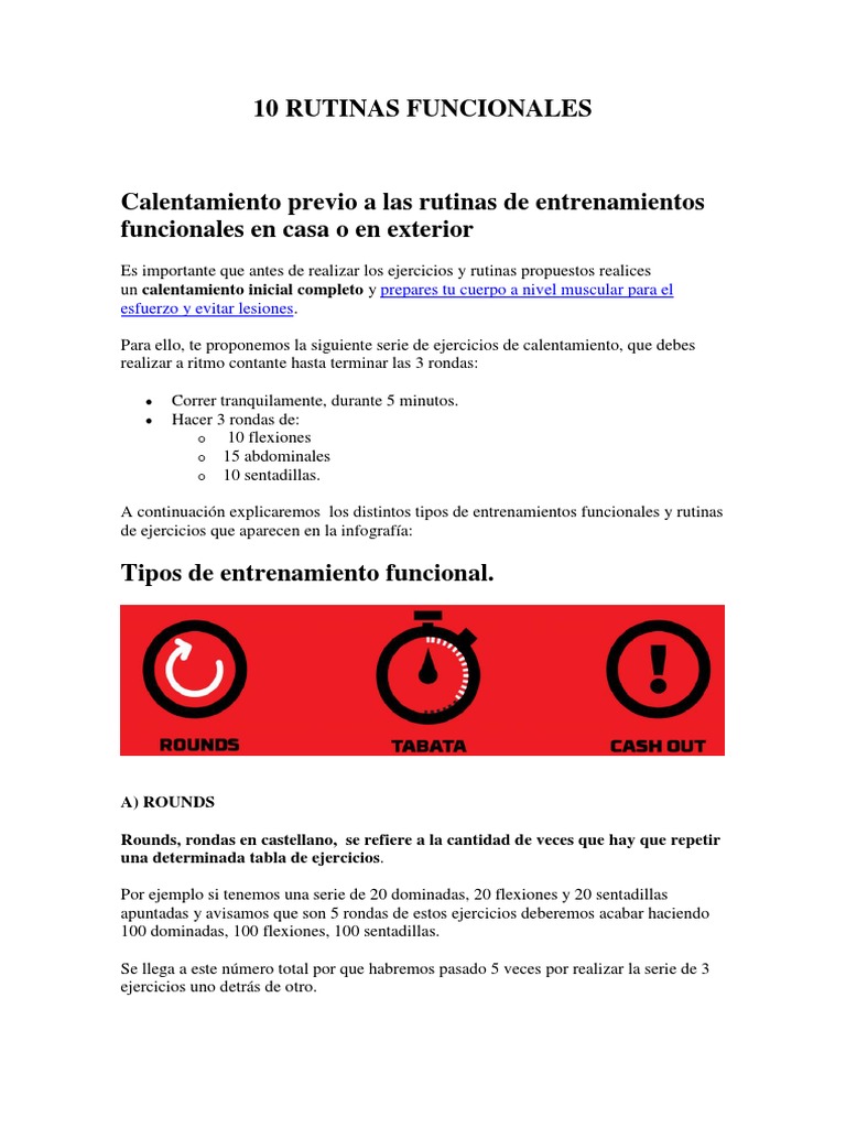 10 Rutinas Funcionales | PDF | Ejercicio físico | Ritmo