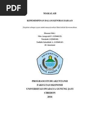 Makalah Kepemimpinan Dalam Kewirausahaan