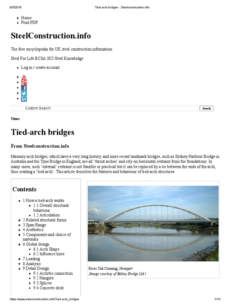 TiedArch Bridges Steelconstruction.info Beam (Structure) Bending