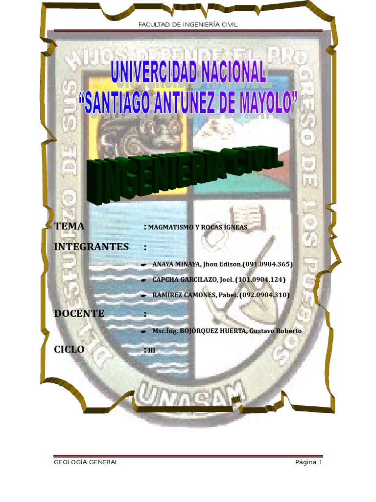 Magmatismo y Rocas Ígneas en Geología | PDF | Roca ígnea | Volcán