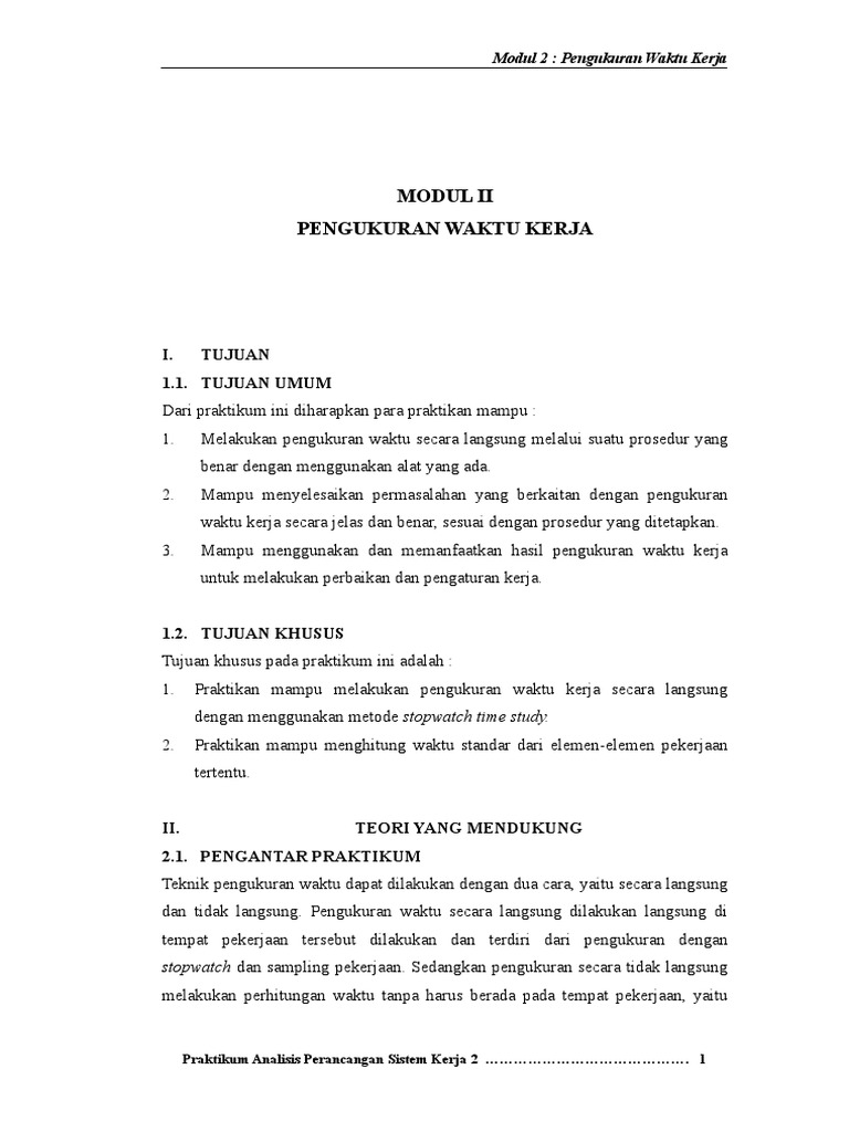 Pengukuran Waktu Kerja Efektif | PDF