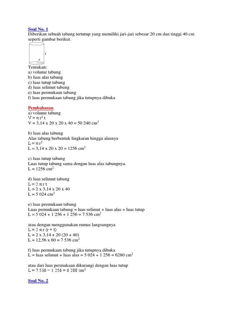 Soal Volume Dan Luas Permukaan Bangun  Ruang  Berbagai Ruang 