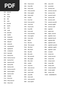 Los Números Ordinales en Ingles Del 1 Al 100