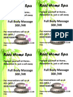 Reez Home Spa Reez Home Spa: Full Body Massage 300 /HR Full Body Massage 300 /HR