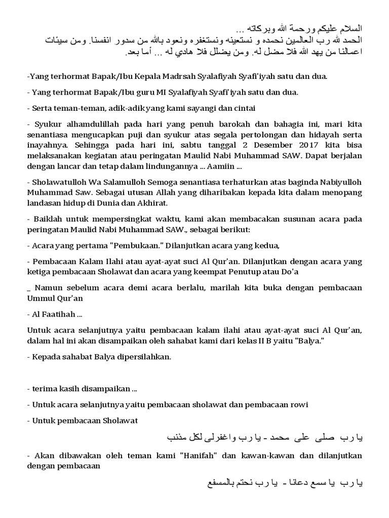 Teks Pembawa Acara Maulid Nabi Muhammad Saw Berbagi Teks