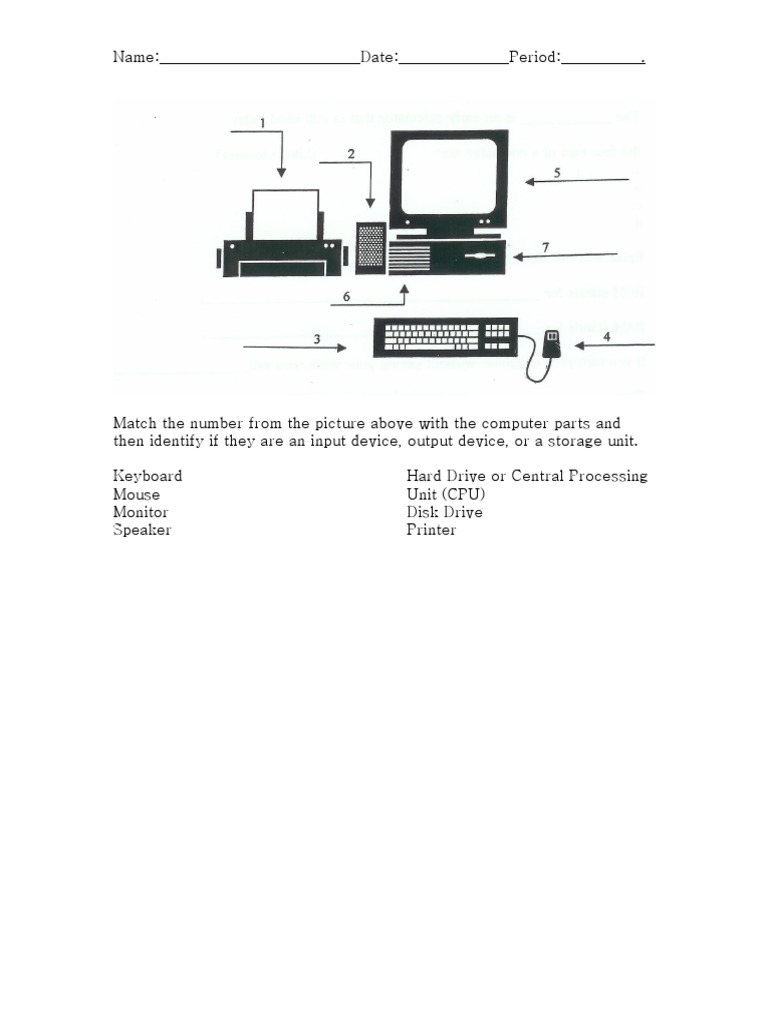 Basic Computers Worksheet
