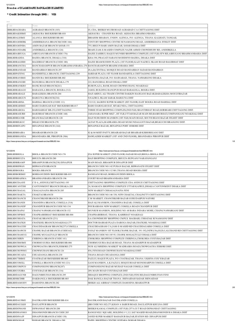 IBBL Branch Code | PDF | Dhaka | World Politics