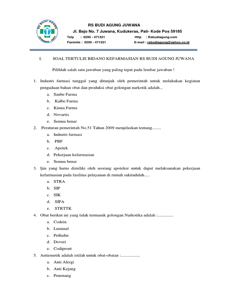 32++ Contoh Soal Tkb Farmasi Asisten Apoteker - Kumpulan ...