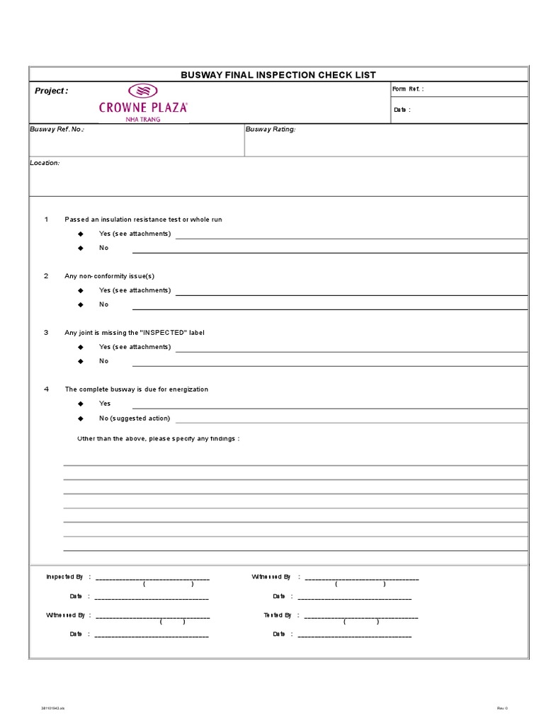 Busway Final Inspection Checklist | PDF