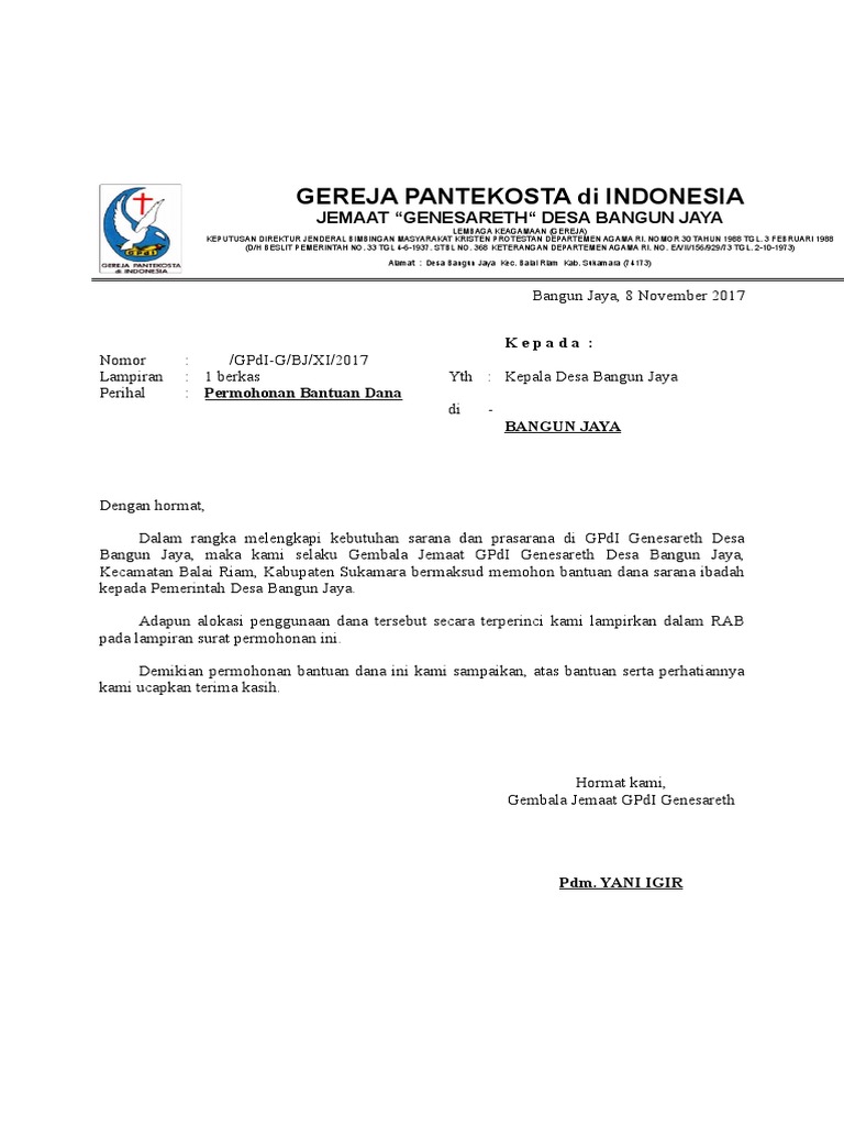 Permohonan Bantuan Dana Gpdi Pdf