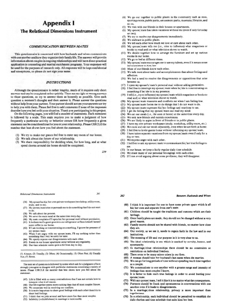 The Relational Dimensions Instrument | PDF