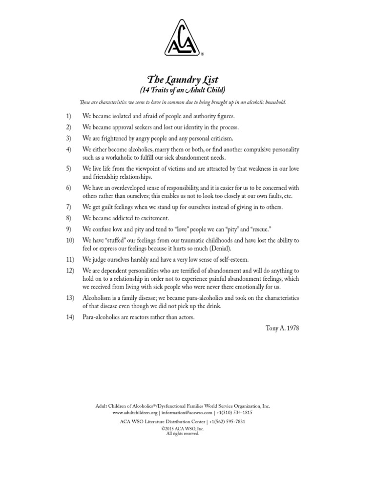 The Laundry List Denial Alcoholism Free 30 day Trial Scribd