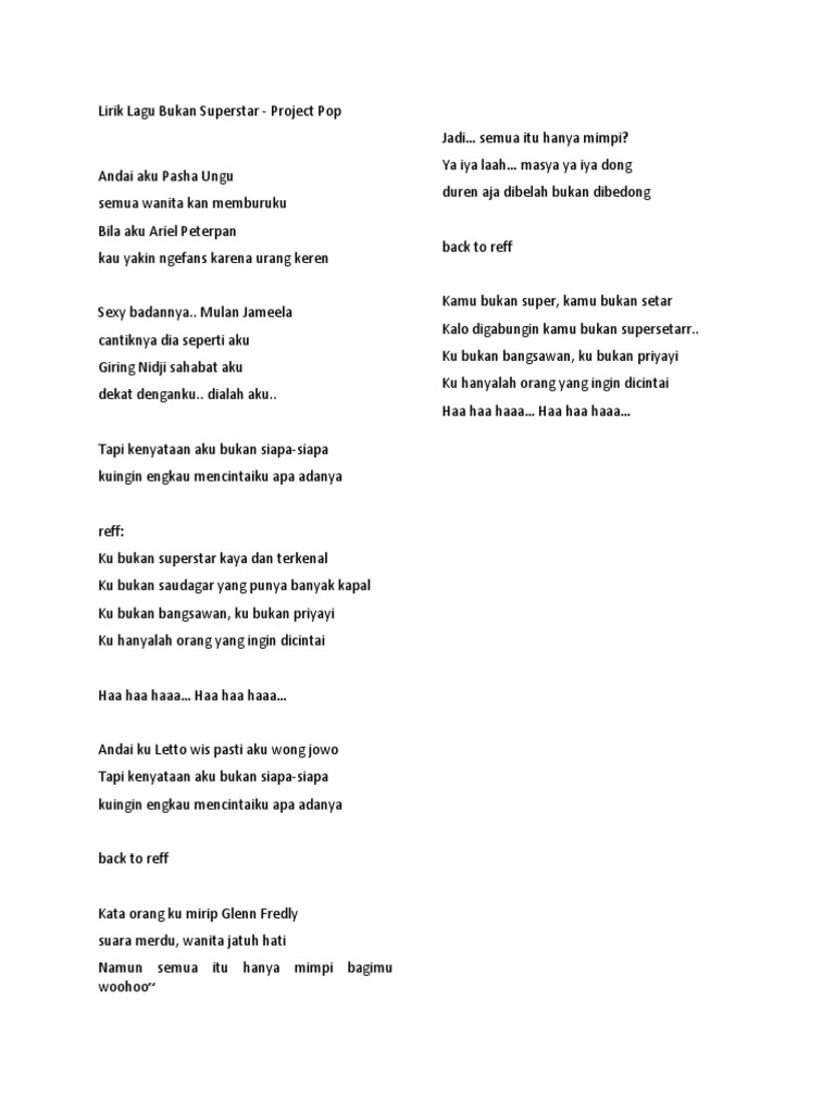 Bukan Superstar Oc Grup Song Lyrics And Music By Project Pop Arranged By Isc Adhie Kt On Smule Social Singing App