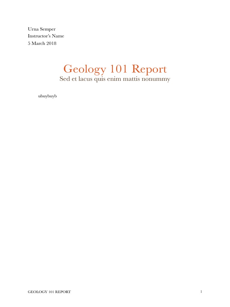 Geology 101 Report: Sed Et Lacus Quis Enim Mattis Nonummy | PDF