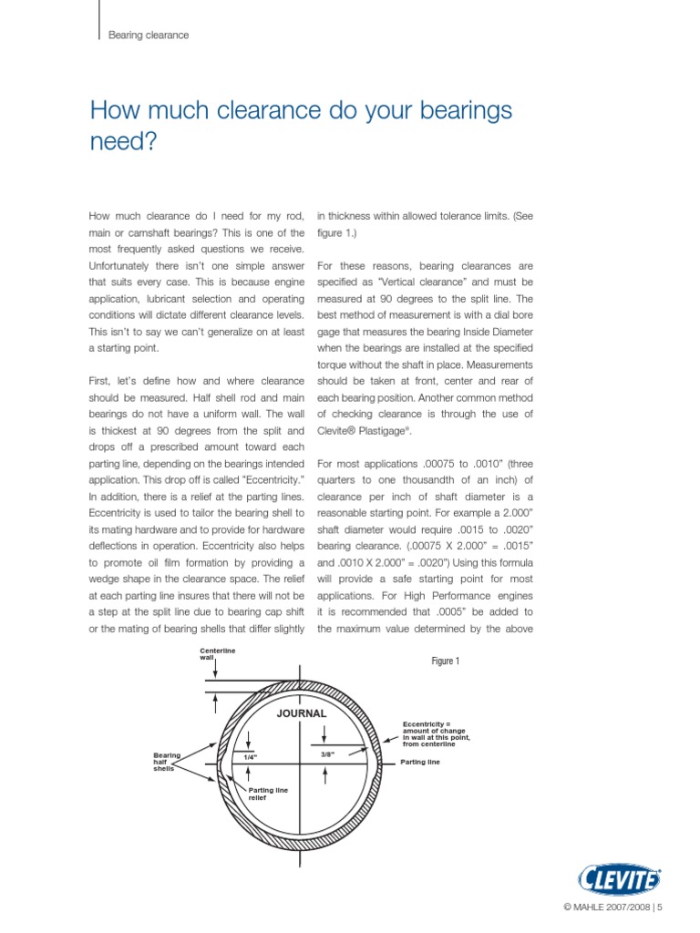 Journal Bearing Clearance PDF Engineering Tolerance Bearing