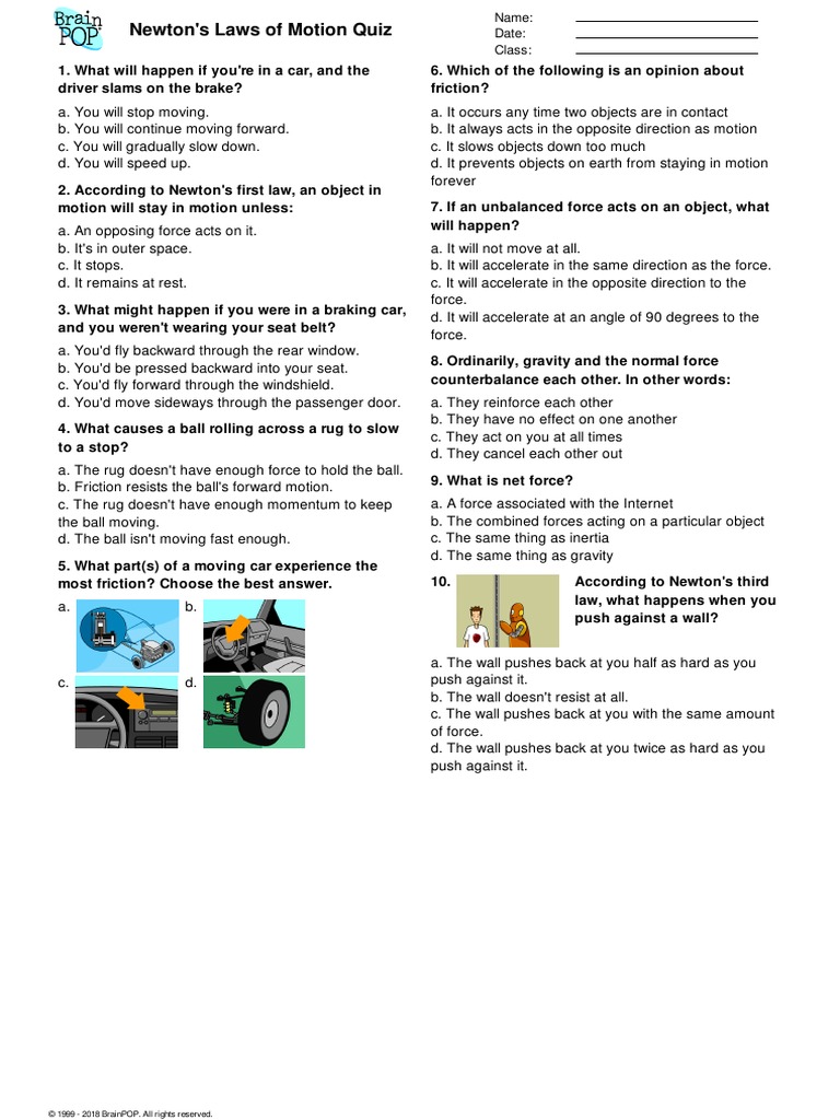 Brain Pop Quiz Pdf Temporal Rates Force