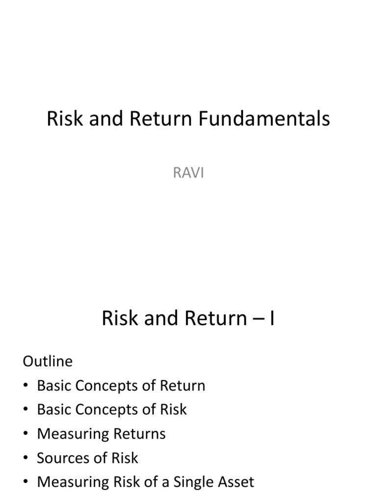 Risk And Return Fundamentals Pdf Investing Risk