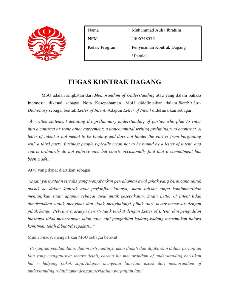 Letter Of Intent Adalah Letter