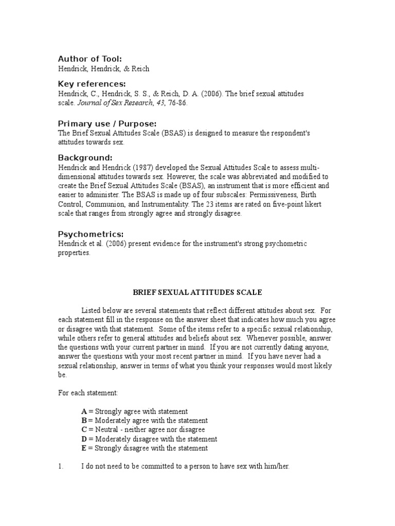 Bsas | PDF | Human Sexual Activity | Likert Scale