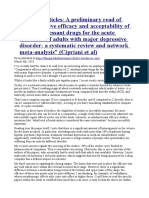 A Preliminary Read of Comparative Efficacy and Acceptability of 21 Antidepressant Drugs Cipriani Et Al