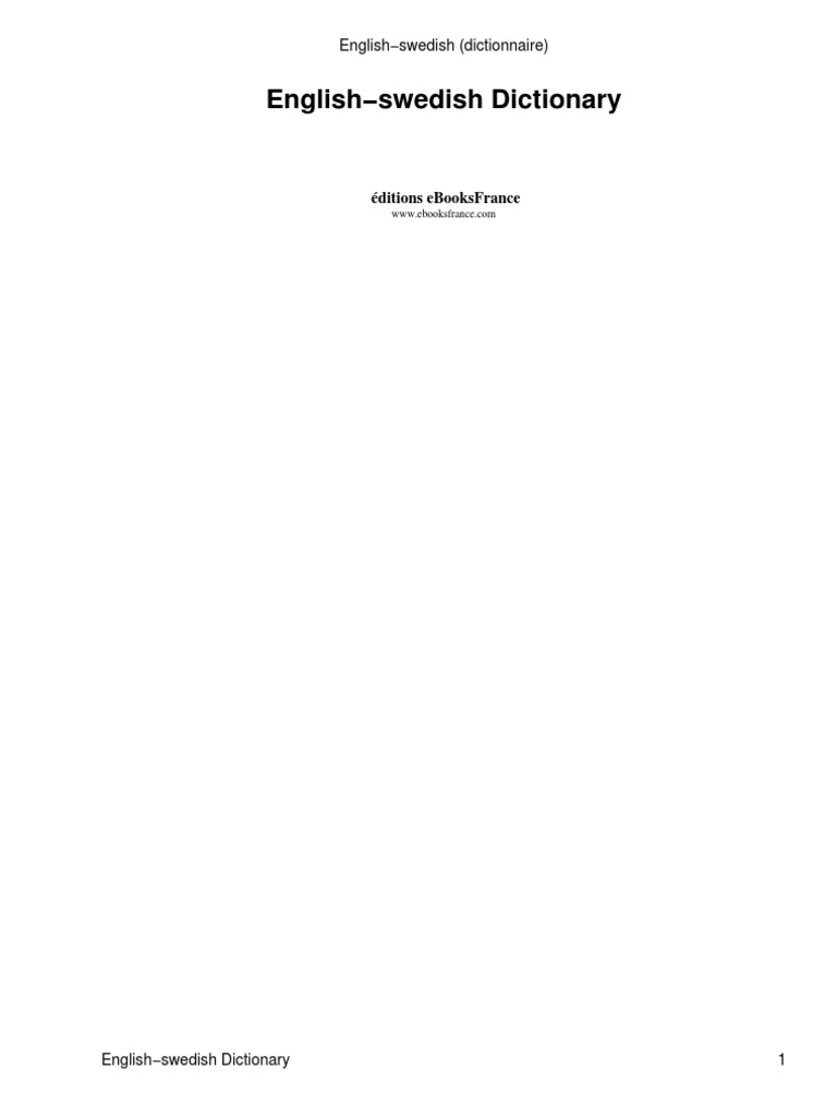 English Swedish Dictionary PDF  PDF