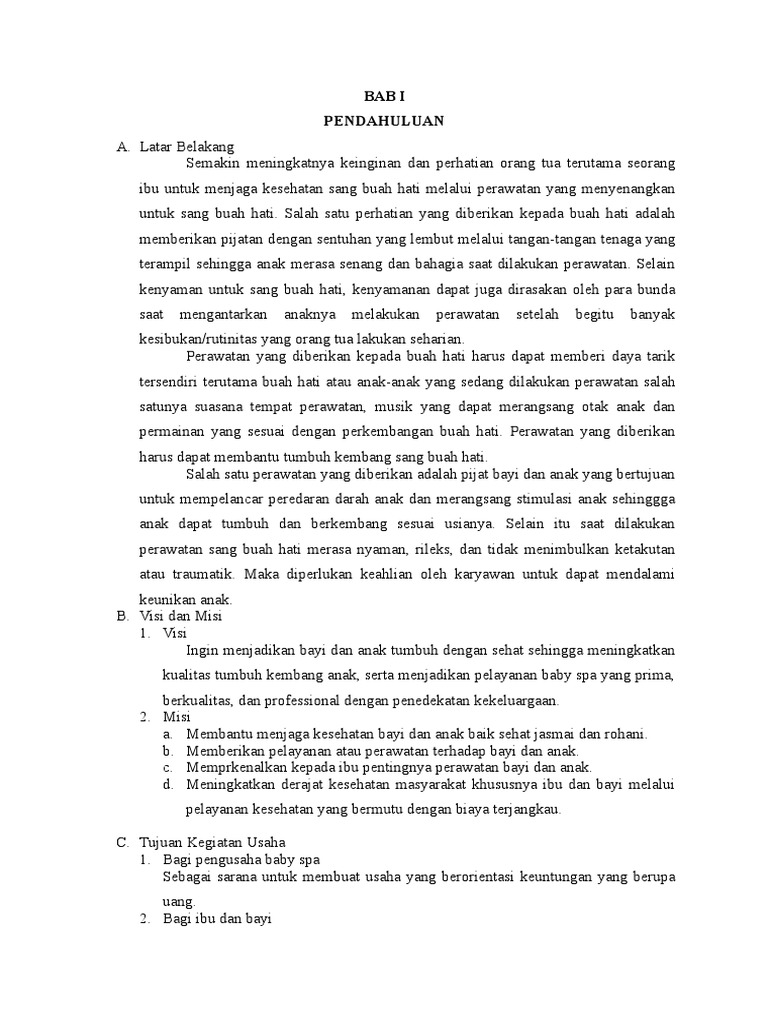 Proposal Kewirausahaan Baby Spa