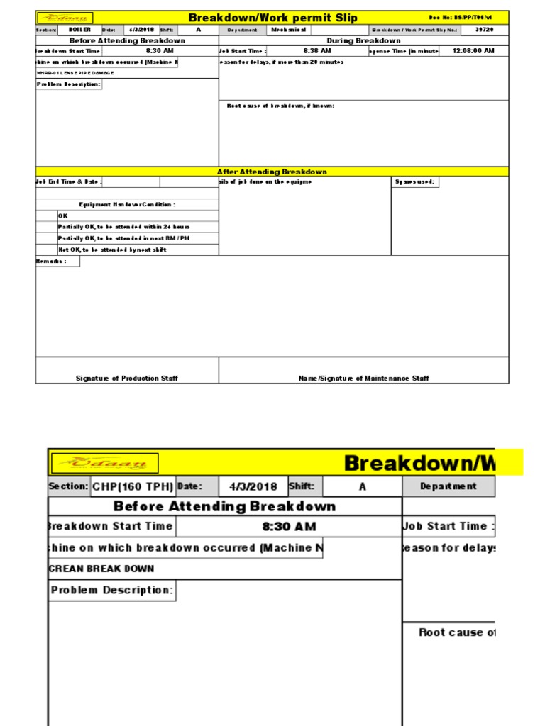 Break Down Slip | PDF | Nature