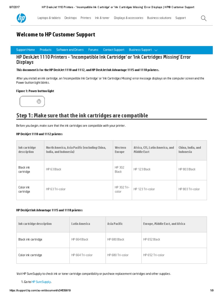 incompatible cartridge hp printer