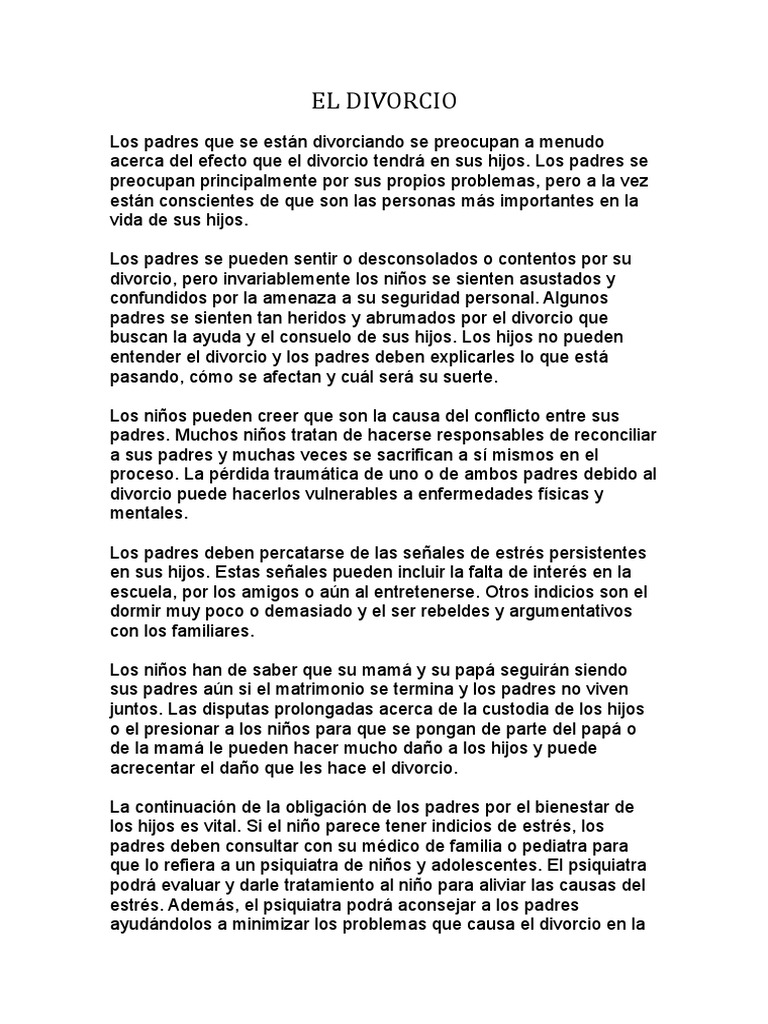 El Divorcio Divorcio Familia