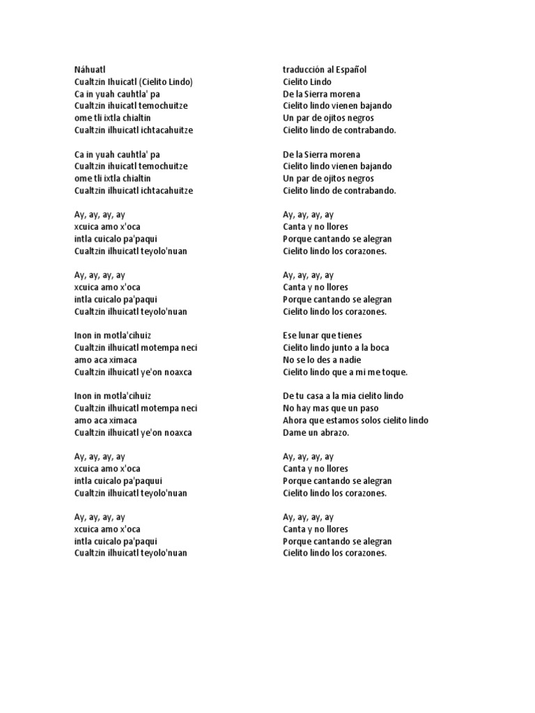 Canciones en Nahuatl y Español