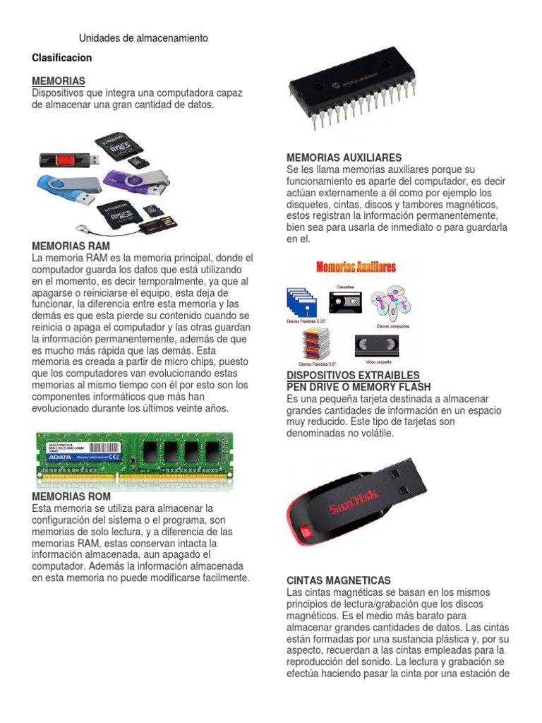 Unidades de Almacenamiento | PDF | Almacenamiento de datos de la ...