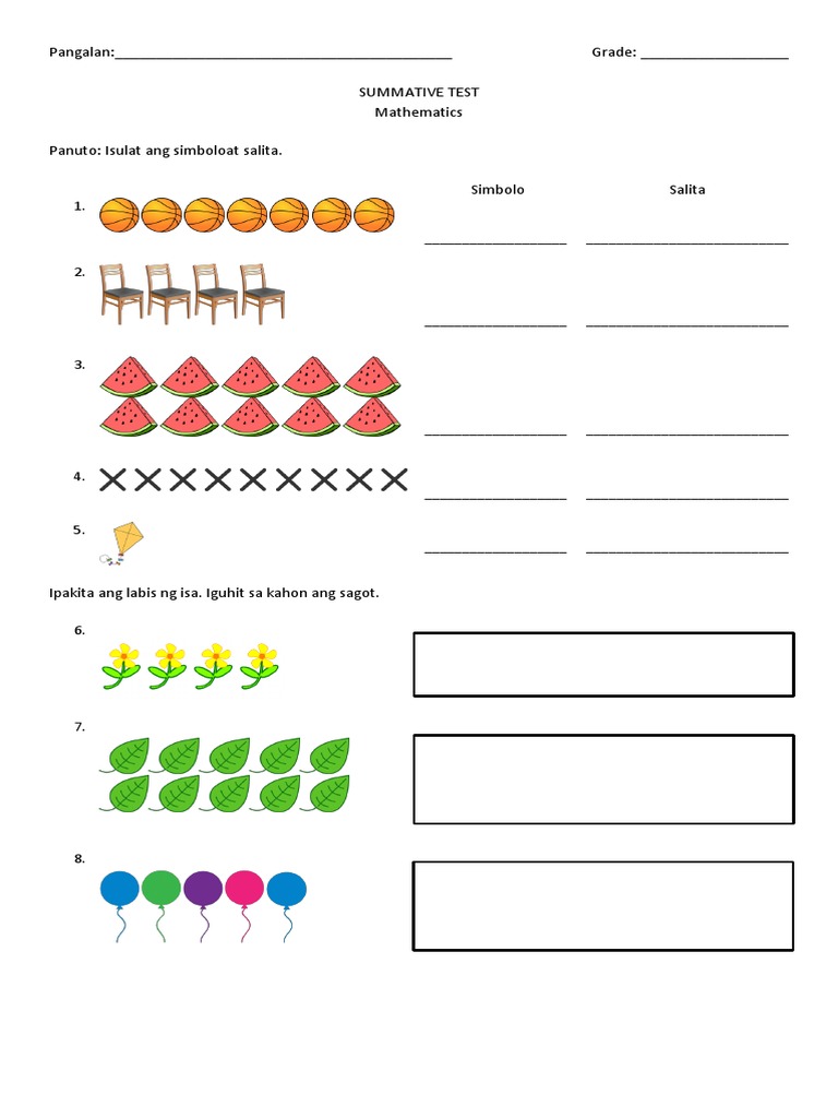 Anti Ni Summative Test Math | PDF