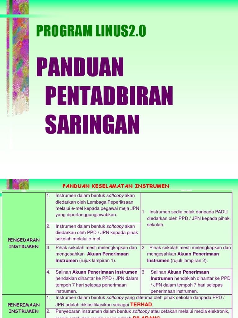 Taklimat Panduan Pentadbiran Saringan Linus2 0 Mulai 2018 Pdf
