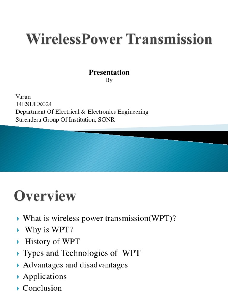 Overview of Wireless Power Transmission | PDF | Wireless | Electromagnetism