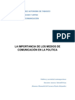 Importancia de Los Medios de Comunicacion en La Politica