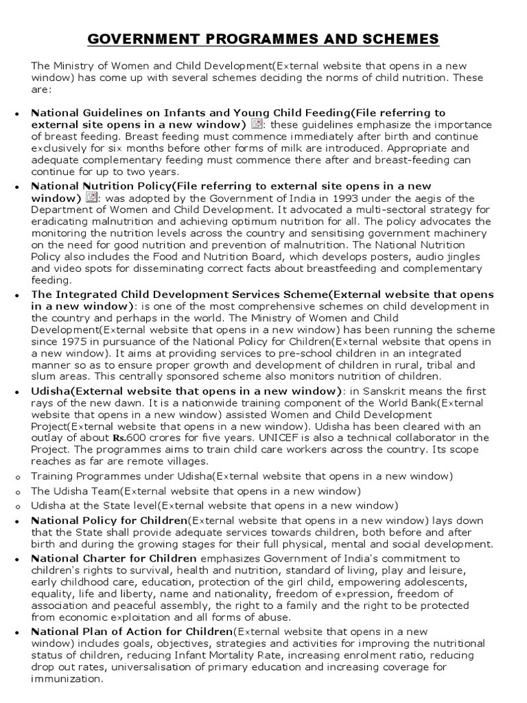 Government Programmes and Schemes PDF Child Protective Services