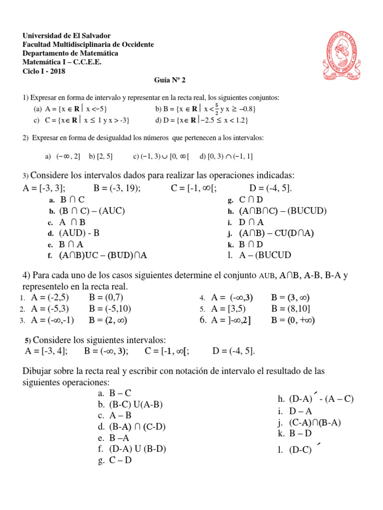Guia N 2 Matematica I Intervalo Matematicas Numero Real