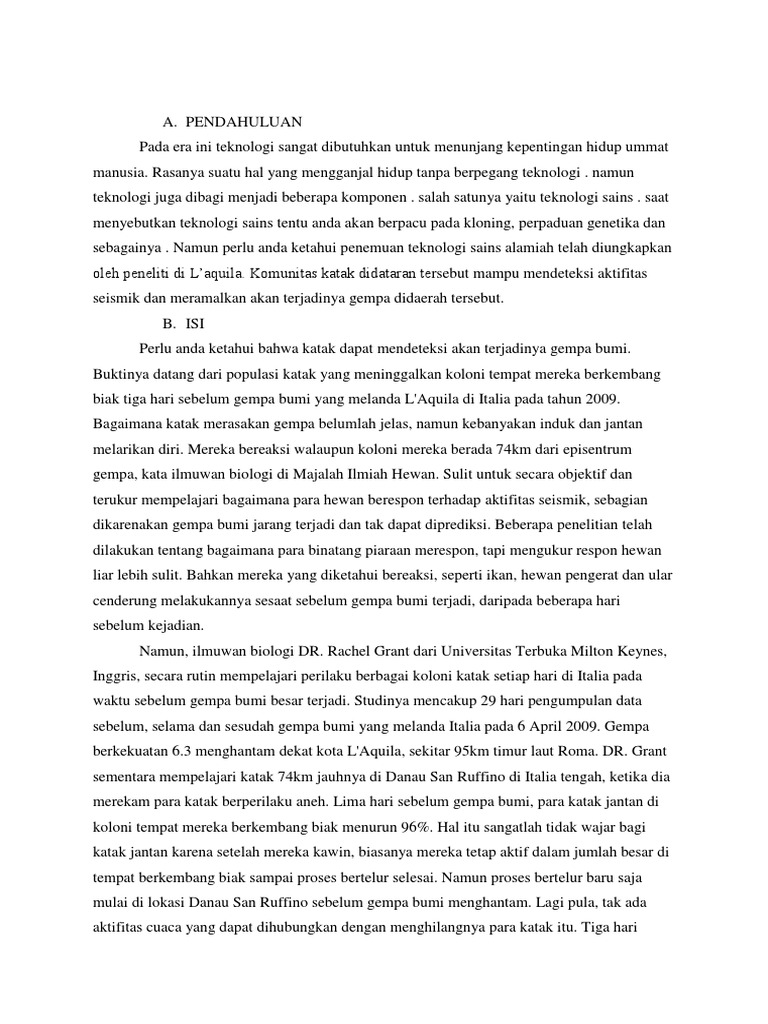 Essay Teknologi Sains