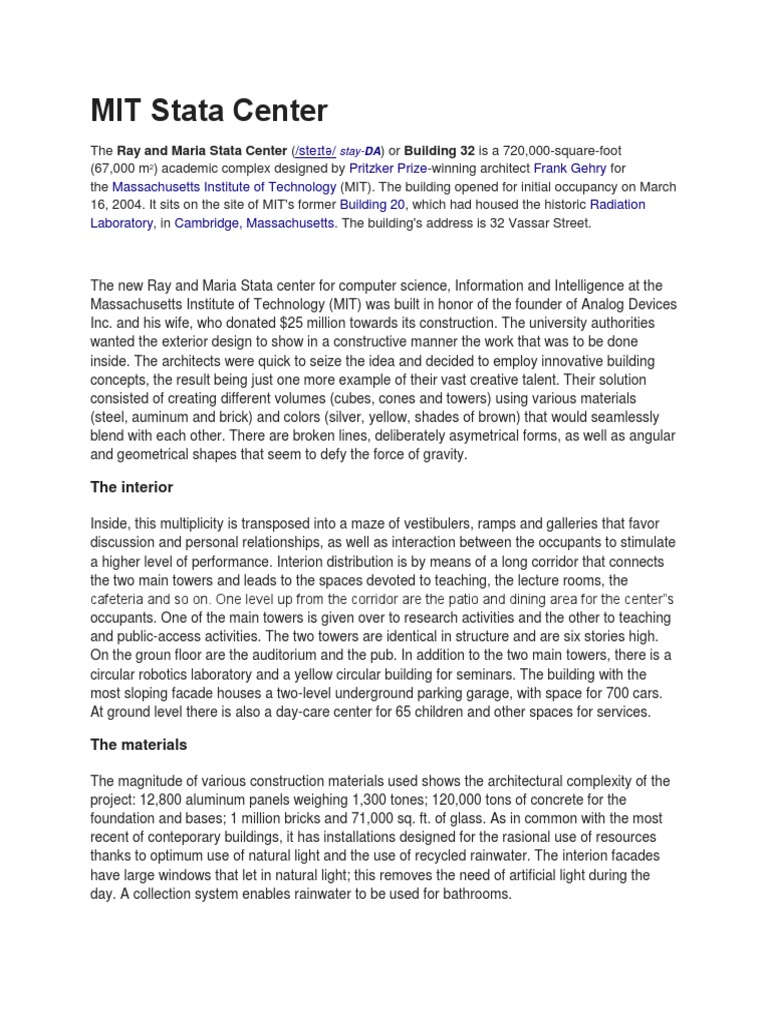 MIT Stata Center PDF Science Technology (General)