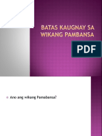 Batas Kaugnay Sa Wikang Pambansa