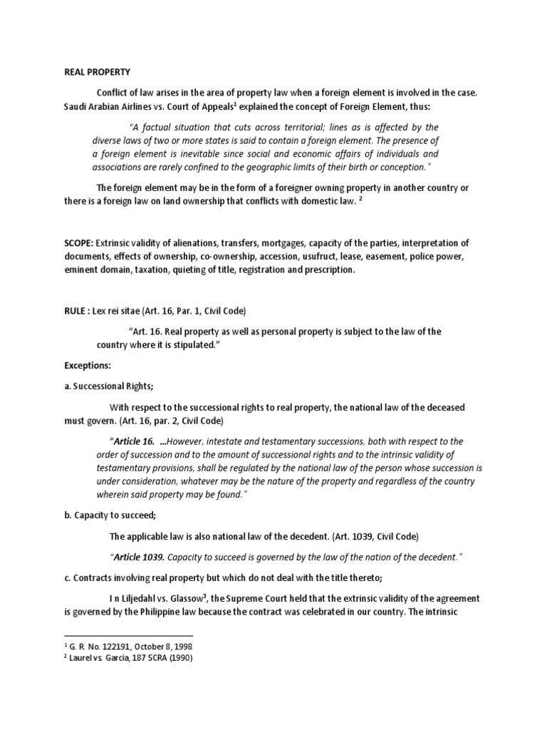 Conflict of Law in Real Property Ownership | PDF | Citizenship | Property